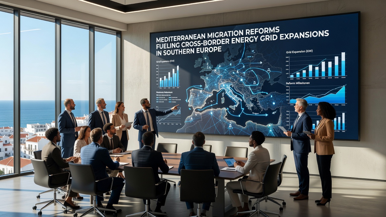 Engineers inspecting submarine cable connections for Mediterranean energy grid projects